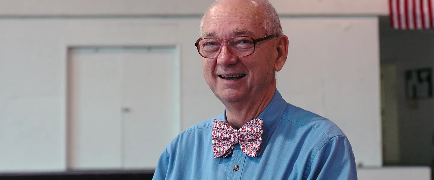Dr. John Broome inside his classroom. 