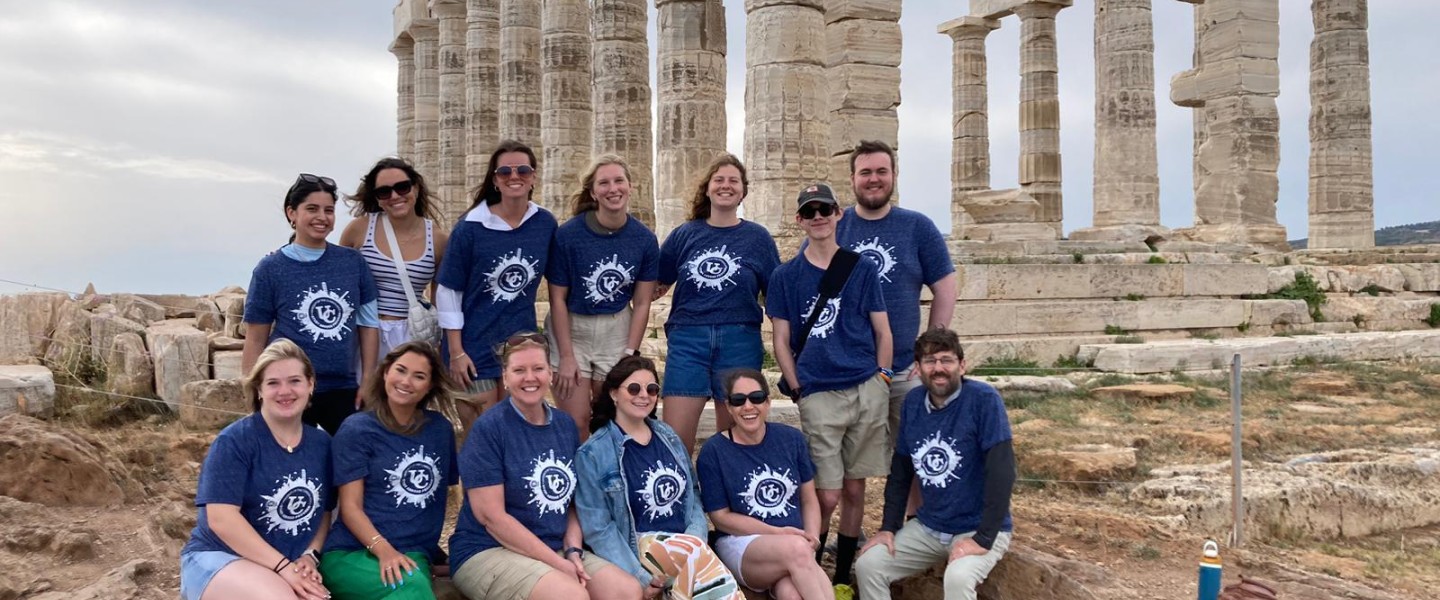A group of Cumberlands students visit ruins in Greece. 