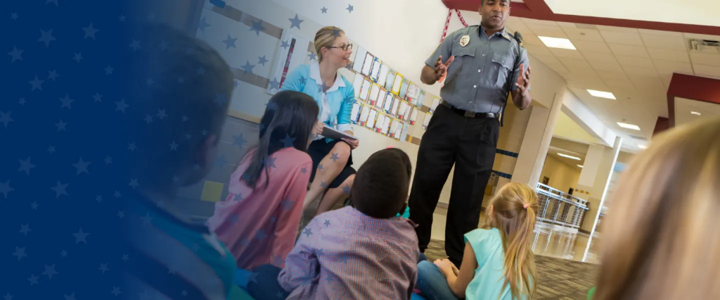 Court Officer Speaking in Classroom