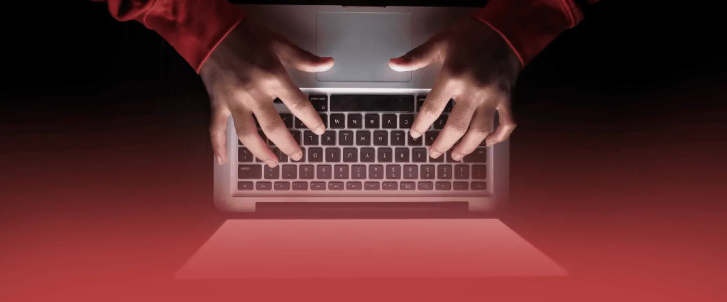 Laptop with Hands Typing