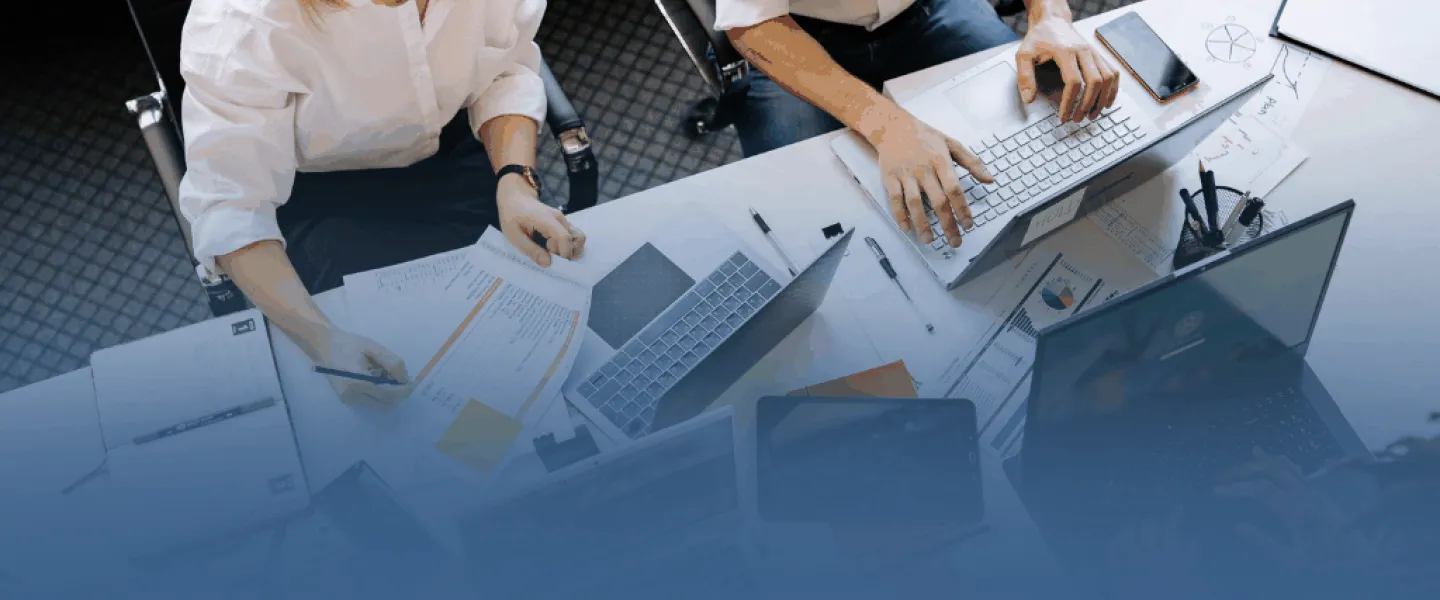 Office Workers Going Through Data