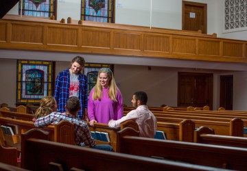 Students in a church