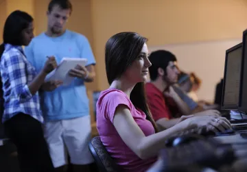 Student using a computer