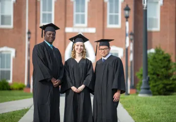 Students wearing cap and gown