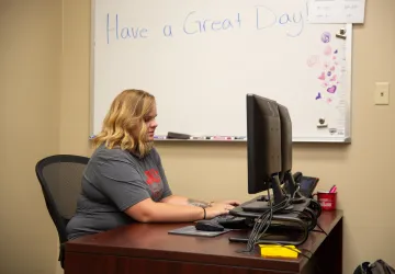 Student using a computer