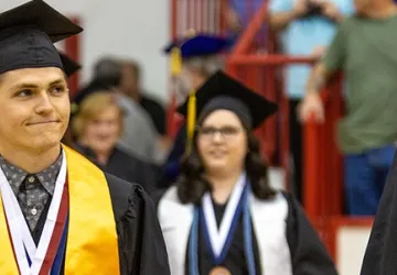 Students wearing cap and gown