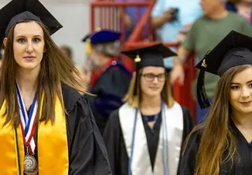 Students wearing cap and gown