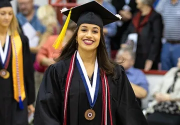 Students wearing cap and gown
