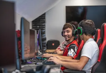 Students playing video games