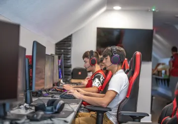 Students playing video games
