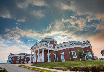 Sunrise with a campus building 