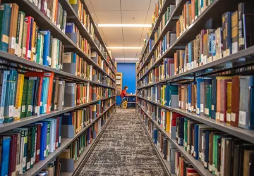 A student studying in a library