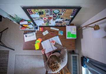 Student studying at a desk