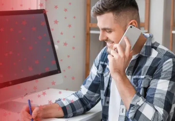 Man on Phone while Studying English