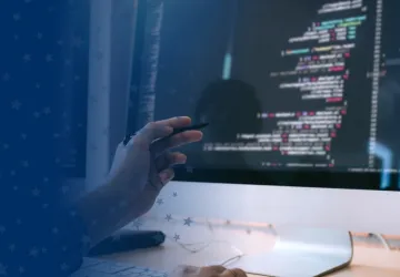 Person Researching Blockchain Technology