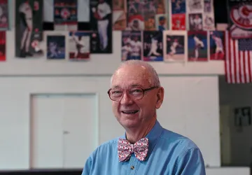 Dr. John Broome inside his classroom. 