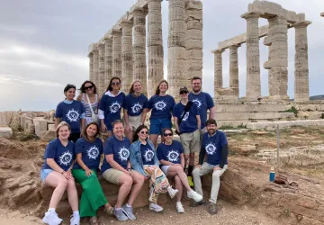 A group of Cumberlands students visit ruins in Greece. 