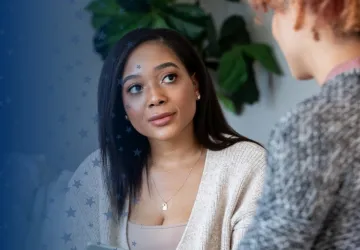 Two People Discussing Higher Ed Counseling