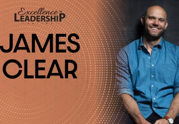 A graphic with an image of author James Clear depicting the date for the annual Leadership event. 
