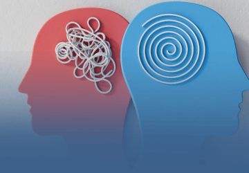 Two Heads Illustrating Different States of Mind