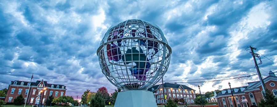 A statue of the globe on Cumberlands campus