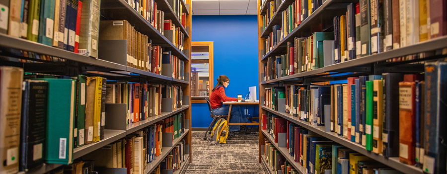 A student studying in the new library
