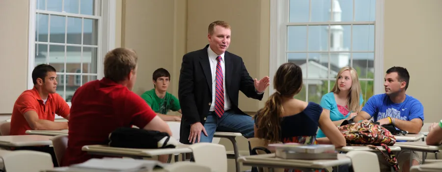 teacher speaking to students