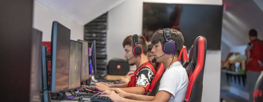 Students playing video games