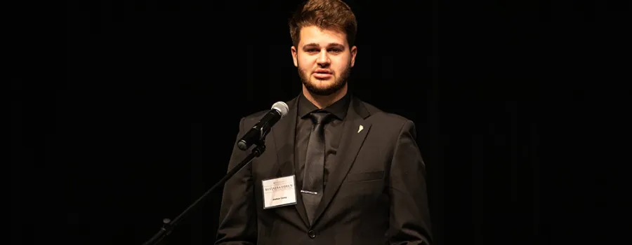 Young man giving a speech
