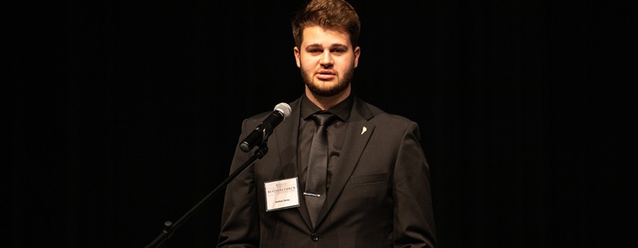 Young man giving a speech
