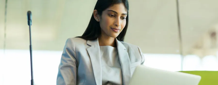 woman using computer
