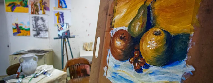 Paintings in a classroom
