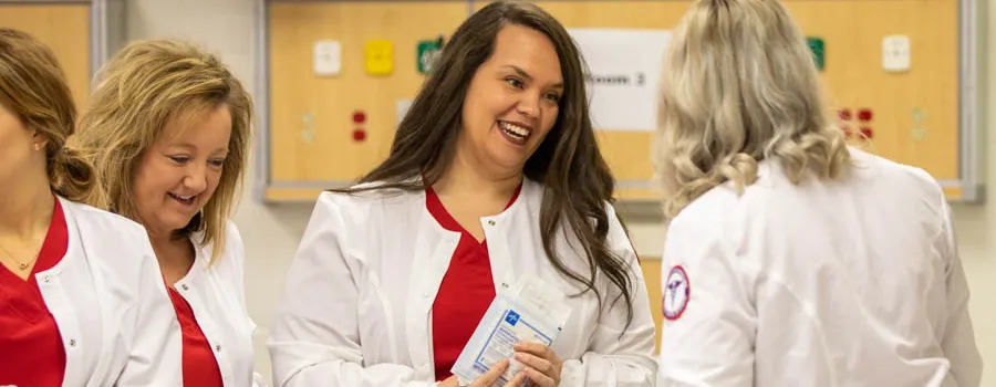Nursing students working together