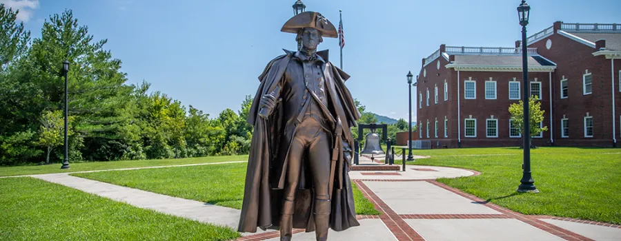 statue of George Washington on campus