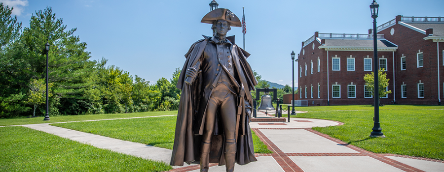statue of George Washington on campus