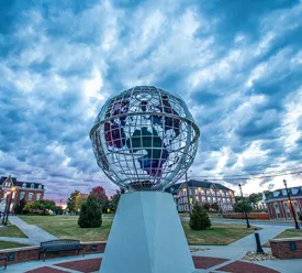 A statue of the globe on Cumberlands campus