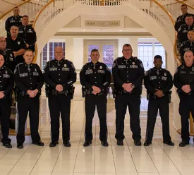 Police officers standing in line