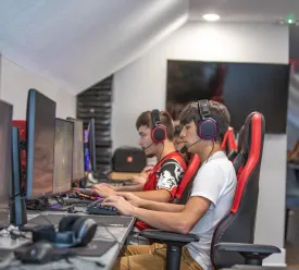 Students playing video games