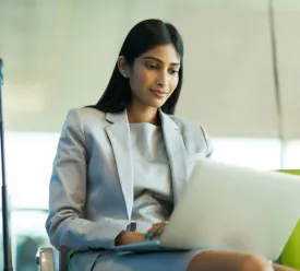woman using computer