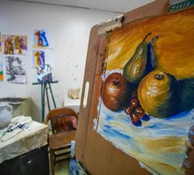 Paintings in a classroom