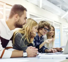 Students working on a computer science project