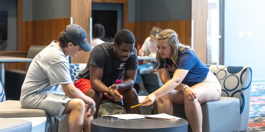 Students study in the new Grover M. Hermann Library. 