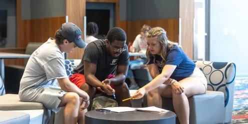 Students study in the new Grover M. Hermann Library. 