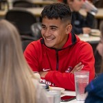 Several students having lunch together