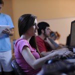 Student using a computer