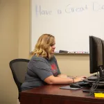 Student using a computer