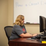 Student using a computer