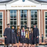 students wearing caps and gowns