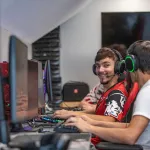 Students playing video games
