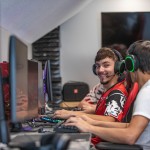 Students playing video games